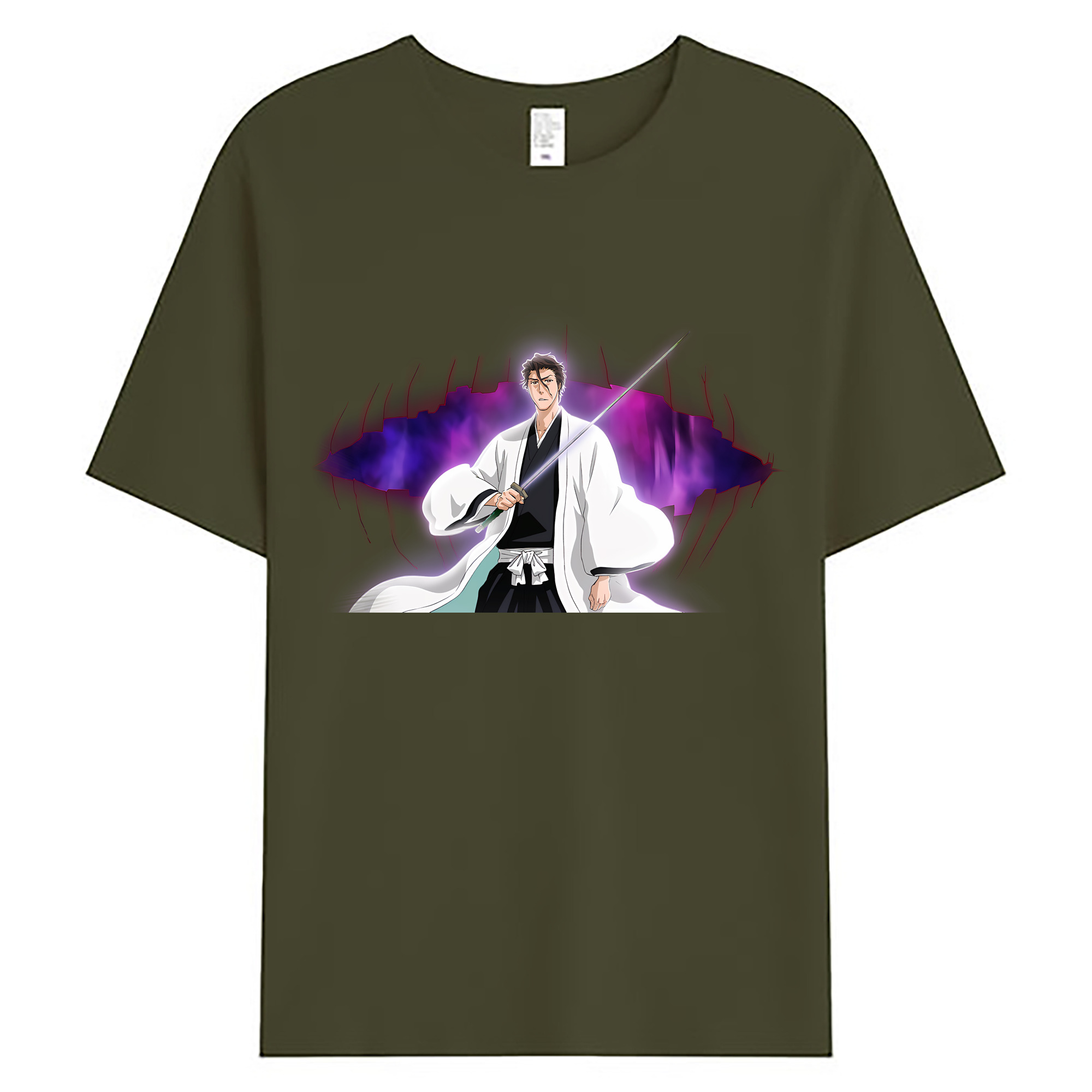 （画像用） ブリーチ 藍染 惣右介（あいぜん そうすけ） BLEACH Aizen Sousuke 綿100％ メンズ半袖Tシャツ｜肌触りやわらか＆通気性